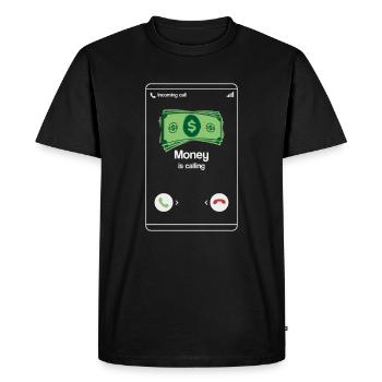 Money is calling - Appel entrant - Argent Hustle - T-shirt Premium bio Homme - noir - Devant - Nico (187cm)