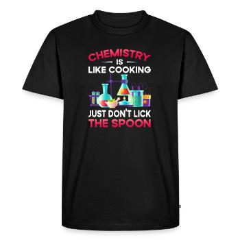 Chemistry Like Cooking Just Don'T Lick The Spoon - Men's Premium Organic T-Shirt - black - Front - Nico (187cm)