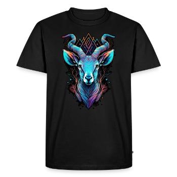 Gazelle Capricorn Goat Mountains Holiday Hipster Neon - Men's Premium Organic T-Shirt - black - Front - Nico (187cm)