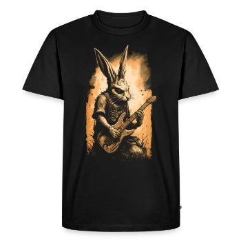 Heavy Metal Bunny avec guitare électrique - Gold Edition - T-shirt Premium bio Homme - noir - Devant - Nico (187cm)