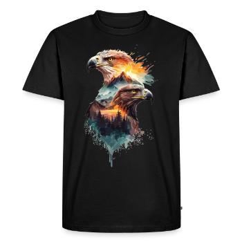 The Freedom of the Sky: Eagles and Mountain Landscape - Men's Premium Organic T-Shirt - black - Front - Nico (187cm)