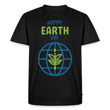 Happy Earth Day Graphic Plant Globe Nature - Men's Premium Organic T-Shirt - black - Front - Nico (187cm)