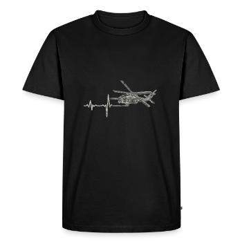Shirt Gift Heartbeat Helicopter - Men's Premium Organic T-Shirt - black - Front - Nico (187cm)