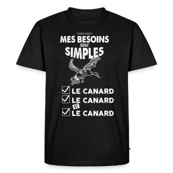 Humour chasse au canard, cadeau chasseur - T-shirt Premium bio Homme - noir - Devant - Nico (187cm)