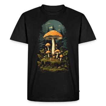 Goa Party Champignon Magie Nature & Mysticisme - T-shirt Premium bio Homme - noir - Devant - Nico (187cm)