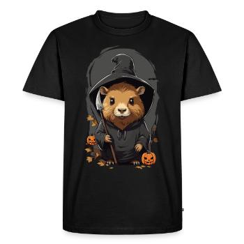 Hamster magique Halloween Cartoon Design - T-shirt Premium bio Homme - noir - Devant - Nico (187cm)