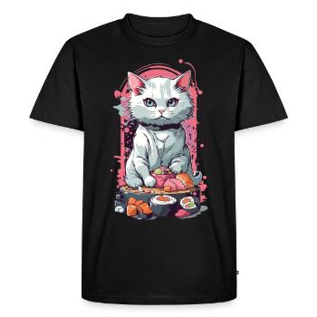 Kawaii chats Sushi Goth Pastel amoureux - T-shirt Premium bio Homme - noir - Devant - Nico (187cm)