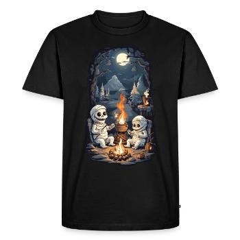 Halloween momie camping feu de camp dessin animé - T-shirt Premium bio Homme - noir - Devant - Nico (187cm)