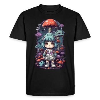 Festival de musique Kawaii Anime Mushroom Girl Goa - T-shirt Premium bio Homme - noir - Devant - Nico (187cm)