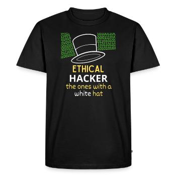 Ethical Hacker White Hat - T-shirt Premium bio Homme - noir - Devant - Nico (187cm)