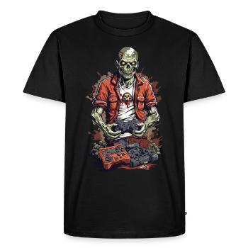 Zombie Gamer Retro Halloween Jeu Amusant - T-shirt Premium bio Homme - noir - Devant - Nico (187cm)