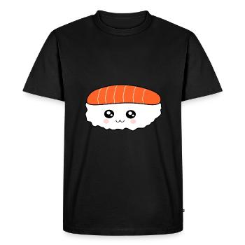 Kawaii, Nigiri, Saumon, Poisson, Riz, Cuisine japonaise - T-shirt Premium bio Homme - noir - Devant - Nico (187cm)