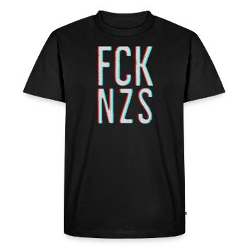 FCK NZS AFD NAZIS TIK TOK 3D Effect RED BLUE - Men's Premium Organic T-Shirt - black - Front - Nico (187cm)
