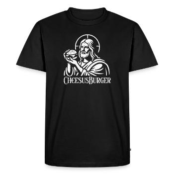 Cheesusburger cheeseburger christian jésus drôle - T-shirt Premium bio Homme - noir - Devant - Nico (187cm)