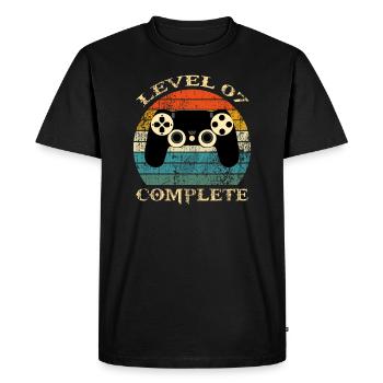 Level 7 complete funny gift/ 7th anniversary gift - Men's Premium Organic T-Shirt - black - Front - Nico (187cm)