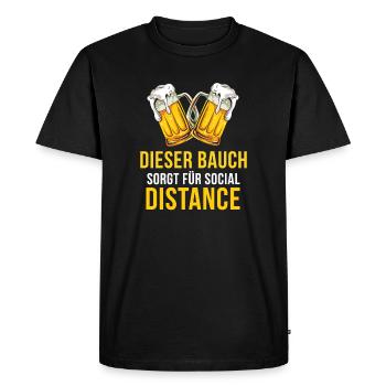 Biertrinker Dieser Bauch sorgt für Social Distance - Männer Premium Bio T-Shirt - Schwarz - Vorne - Nico (187cm)