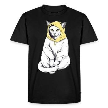 Kroki le chat à capuche - T-shirt Premium bio Homme - noir - Devant - Nico (187cm)