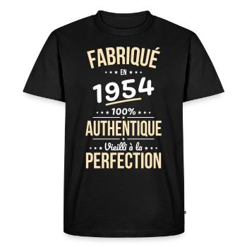 Anniversaire 70 ans - Fabriqué en 1954 - T-shirt Premium bio Homme - noir - Devant - Nico (187cm)