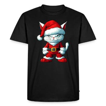 Chats Noël / Père Noël Chat - T-shirt Premium bio Homme - noir - Devant - Nico (187cm)