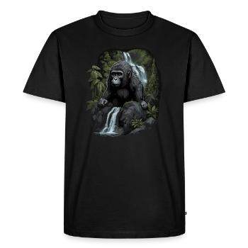Gorilla Affe Tier Baby Jungtier Äffchen Gorillas - Männer Premium Bio T-Shirt - Schwarz - Vorne - Nico (187cm)