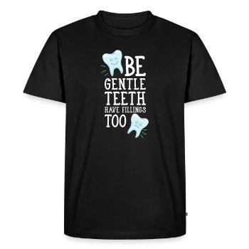 Tooth Teeth Word Game Tooth Filling Funny Sayings - Men's Premium Organic T-Shirt - black - Front - Nico (187cm)