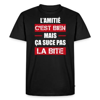citation beauf amitié | cadeau beauf pour homme - T-shirt Premium bio Homme - noir - Devant - Nico (187cm)