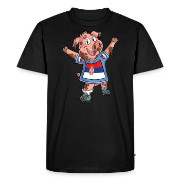 Fan Pig Serbia - Men's Premium Organic T-Shirt - black - Front - Nico (187cm)