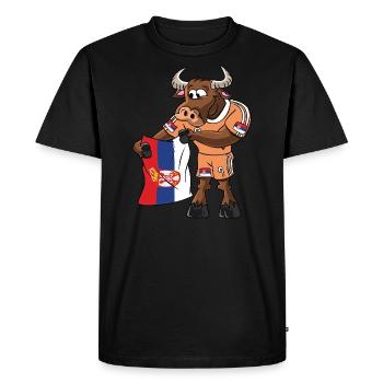 Serbie Fan Taureau - T-shirt Premium bio Homme - noir - Devant - Nico (187cm)
