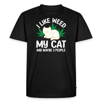 I Like Weed and Cat - Men's Premium Organic T-Shirt - black - Front - Nico (187cm)