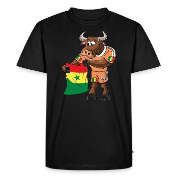 Sénégal Fan Taureau - T-shirt Premium bio Homme - noir - Devant - Nico (187cm)