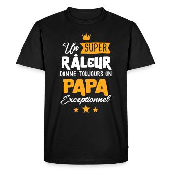 Râleur fête des pères homme râler papa - T-shirt Premium bio Homme - noir - Devant - Nico (187cm)
