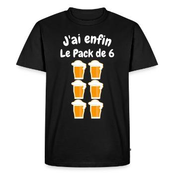 j ai enfin le pack de 6 - humour bière - T-shirt Premium bio Homme - noir - Devant - Nico (187cm)
