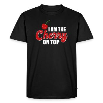 Je suis la cerise sur le gâteau - T-shirt Premium bio Homme - noir - Devant - Nico (187cm)