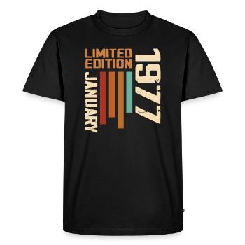 Janvier 1977 - 1977 Janvier Cadeau Anniversaire - T-shirt Premium bio Homme - noir - Devant - Nico (187cm)