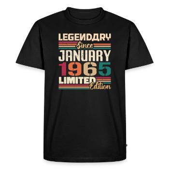 Cadeau d’anniversaire Né en Janvier 1965 - 1965 - T-shirt Premium bio Homme - noir - Devant - Nico (187cm)