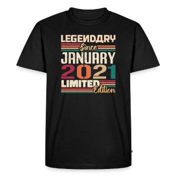 Cadeau d’anniversaire né en janvier 2021 - 2021 - T-shirt Premium bio Homme - noir - Devant - Nico (187cm)