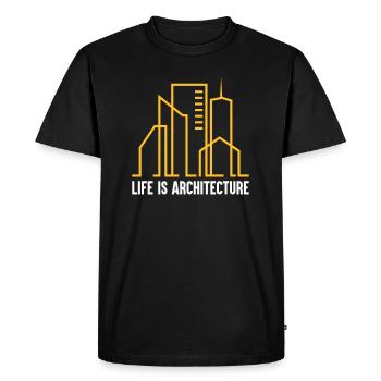 Life is Architecture - Men's Premium Organic T-Shirt - black - Front - Nico (187cm)