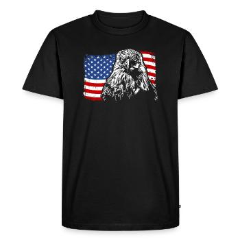 Aigle à tête blanche ADLER Amérique Drapeau Wilsigns - T-shirt Premium bio Homme - noir - Devant - Nico (187cm)