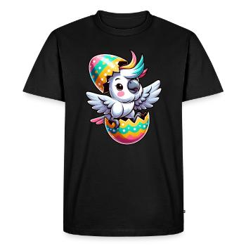 Cacatoès de Pâques en coquille d’œuf, oiseau maladroit - T-shirt Premium bio Homme - noir - Devant - Nico (187cm)