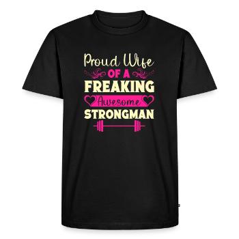 Motivation de remise en forme Fière épouse d’un homme fort génial - T-shirt Premium bio Homme - noir - Devant - Nico (187cm)