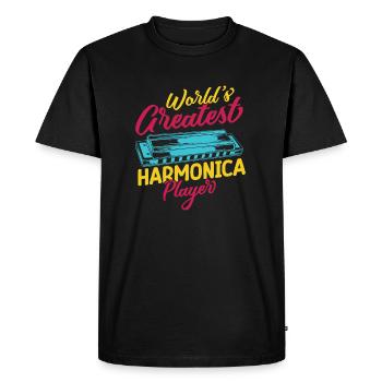 Drôle d’harmoniciste Créateur du monde ́s Créateur - T-shirt Premium bio Homme - noir - Devant - Nico (187cm)