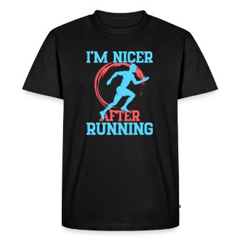 Courir Je suis plus sympa après le cadeau du marathonien - T-shirt Premium bio Homme - noir - Devant - Nico (187cm)