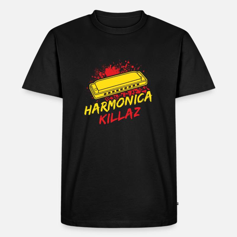 Funny Harmonica Player Killaz Harmonica - Männer Premium Bio T-Shirt - Schwarz