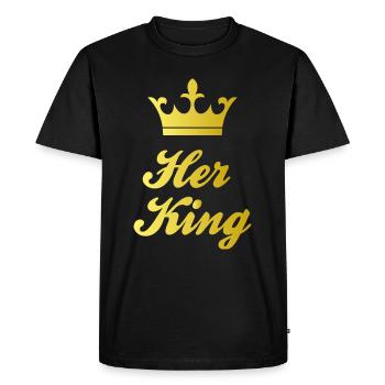 Couronne Her King - Or - T-shirt Premium bio Homme - noir - Devant - Nico (187cm)