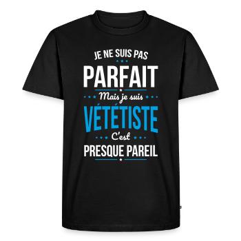 Je ne suis pas parfait mais je suis vététiste - T-shirt Premium bio Homme - noir - Devant - Nico (187cm)