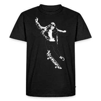 Skater Girl Kickflip Street Art - Men's Premium Organic T-Shirt - black - Front - Nico (187cm)