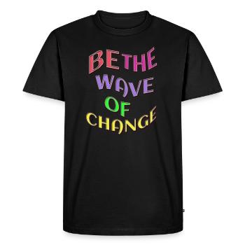 Soyez la vague du changement - T-shirt Premium bio Homme - noir - Devant - Nico (187cm)
