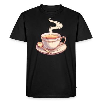 Thé dans une tasse à thé classique rétro - T-shirt Premium bio Homme - noir - Devant - Nico (187cm)