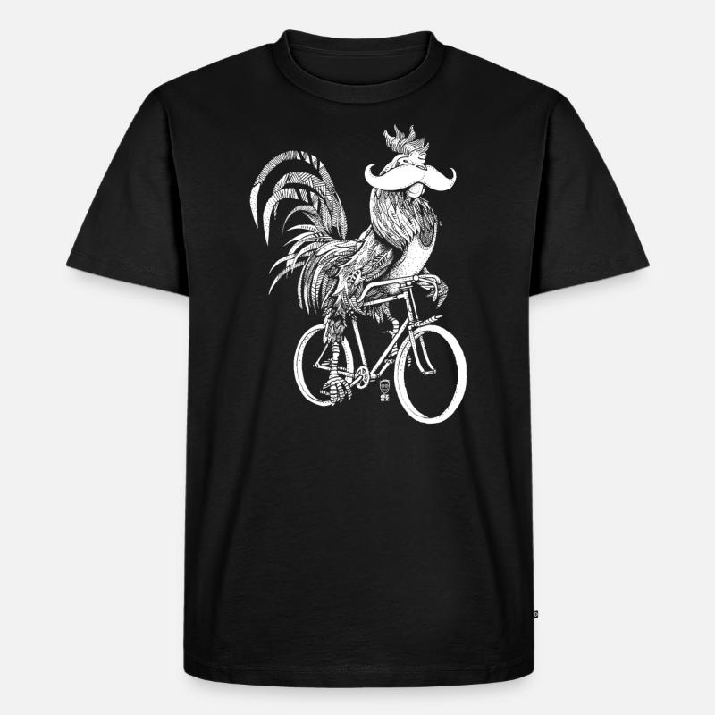 Coq & Bicycles - version blanche - T-shirt Premium bio Homme - noir