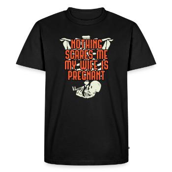 Nothing Scares Me Wife Is Pregnant Spooky - Men's Premium Organic T-Shirt - black - Front - Nico (187cm)
